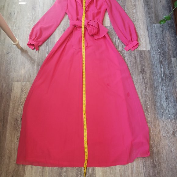 Gorgeous, rare 70s Edith Strauss pink dress - Picture 8 of 11
